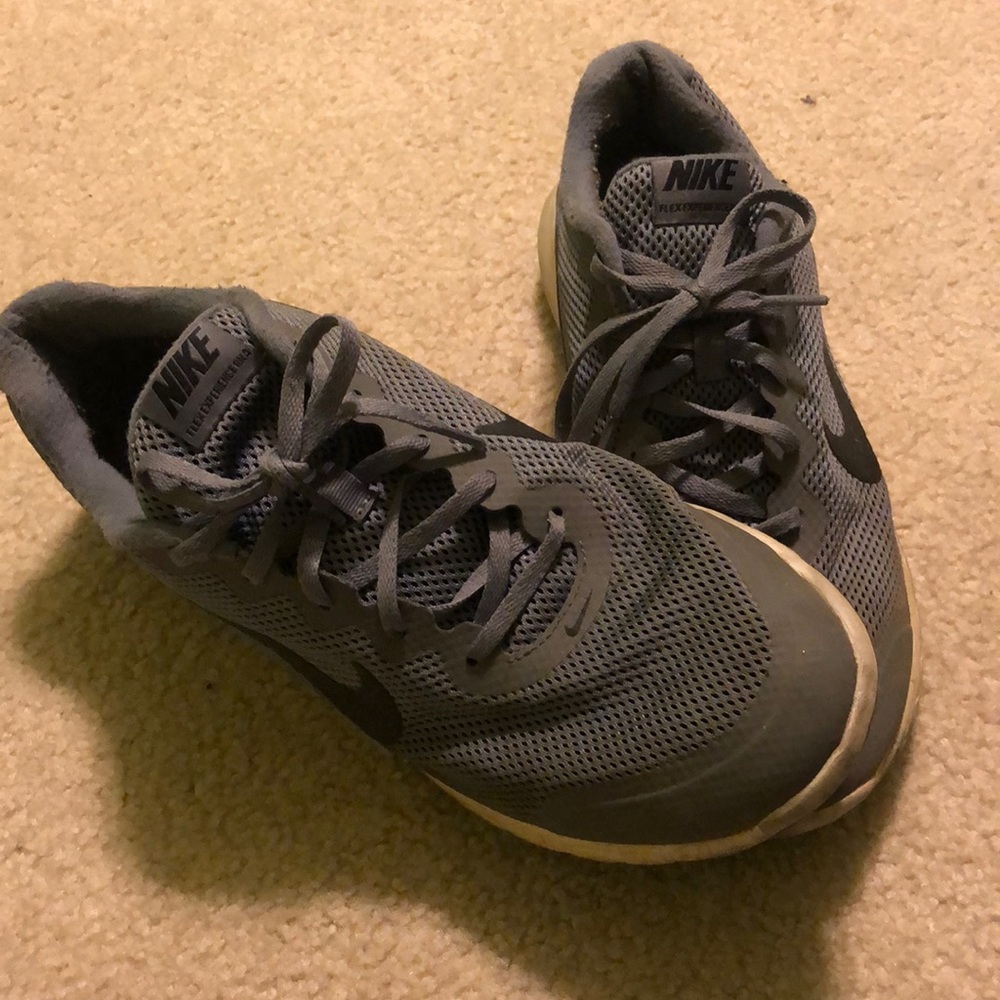 Gray Nike gym shoes